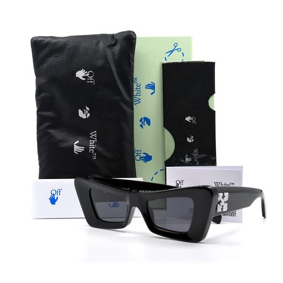 OFF-WHITE 0ER1027 BLACK DARK GREY WOMEN'S AUTHENTIC SUNGLASSES - Picture 1 of 12
